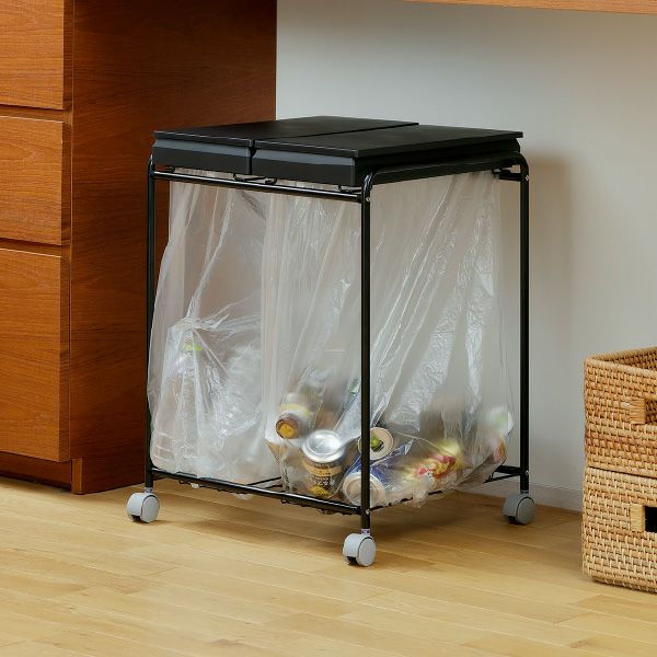 RISU リス 2分別フレームダストワゴン フタ付き | インテリア雑貨・ゴミ箱