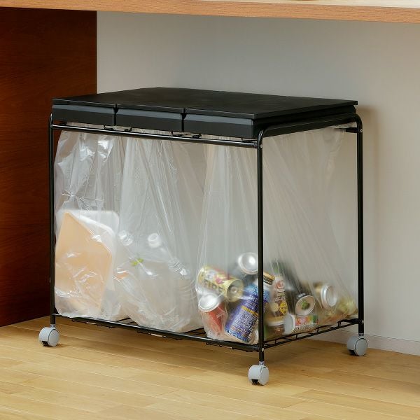 RISU リス 3分別フレームダストワゴン フタ付き | インテリア雑貨・ゴミ箱