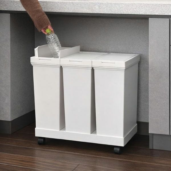 ASVEL アスベル 両開き3分別ダストワゴン キャスター付き | インテリア雑貨・ゴミ箱