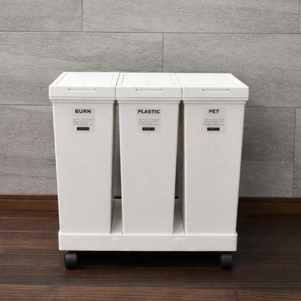 ASVEL アスベル 両開き3分別ダストワゴン キャスター付き | インテリア雑貨・ゴミ箱