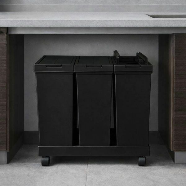 ASVEL アスベル 両開き3分別ダストワゴン キャスター付き | インテリア雑貨・ゴミ箱