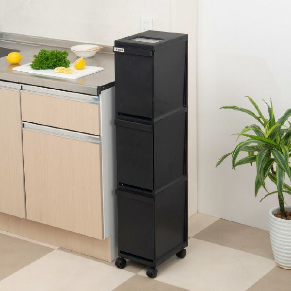 新輝合成 縦型 分別ゴミ箱 キャスター付き 3段 | インテリア雑貨・ゴミ箱