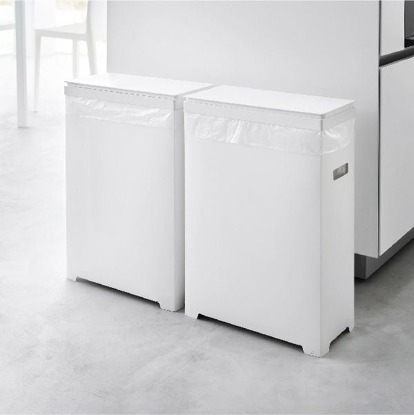 山崎実業 スリム蓋付きゴミ箱 タワー横開きタイプ 2個組 tower | ゴミ箱・タワーシリーズ